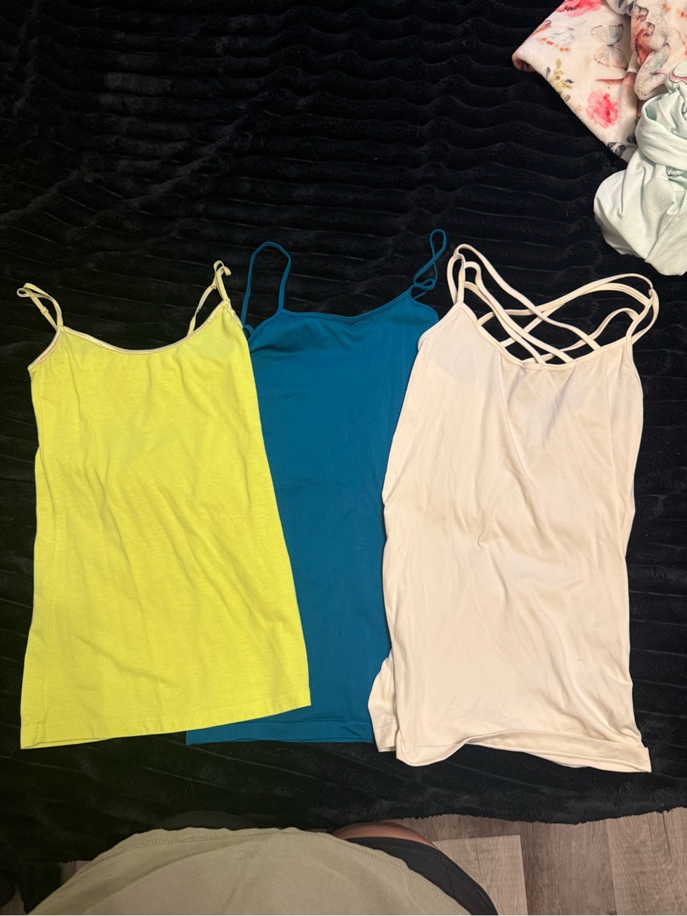 Women’s Strappy Cami Tank Top - Lime, Teal, white